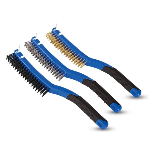 3pce 3 Row Wire Brush Set Brass plated