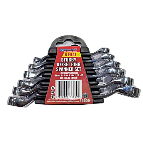 6pce Metric Stubby Offset Ring Spanner Set
