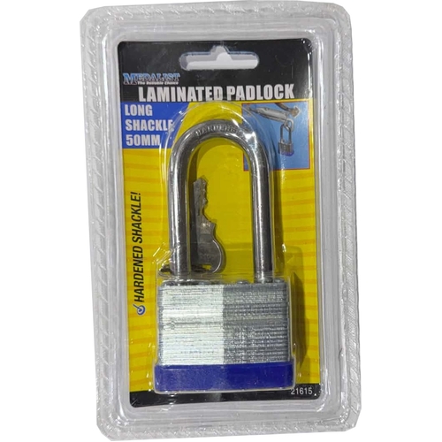 LONG SHACKLE LAMINATED 50mm Long Shackle Laminated Padlock
