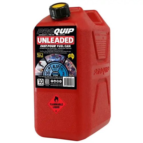 Pro Quip Plastic Unleaded Fast Pour Fuel Can 10L