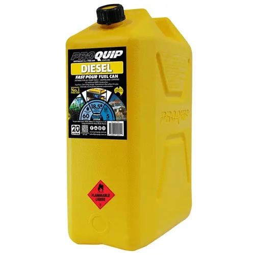 Pro Quip Plastic Diesel Fast Pour Fuel Can Yellow 20L