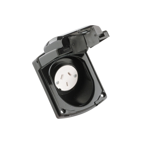 Clipsal (New) Black External 10 AMP Power Outlet. CLI415VFBK