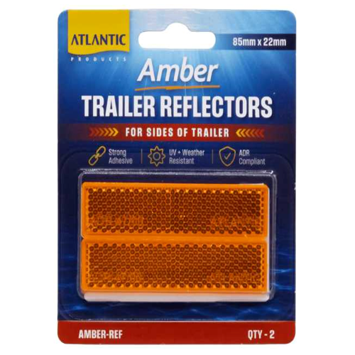 Amber 85x22mm Trailer Reflectors Pair (2x Units). Suits side of mud guard and trailer