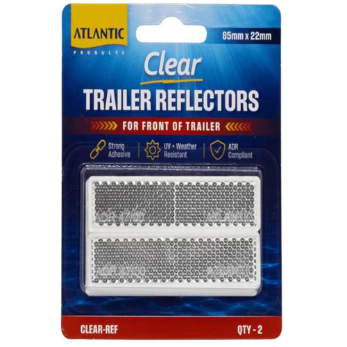 Clear 85x22mm Trailer Reflectors Pair (2x Units). Suits side of mud guard and trailer