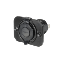 12v Socket, Single - FLUSH Mount, BLACK