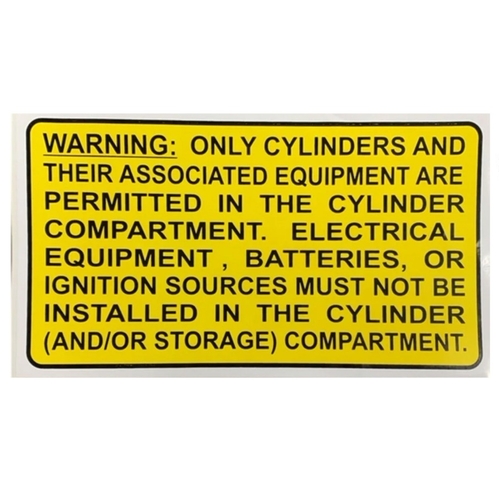 Gas Cylinder Compartment Warning Label Sticker