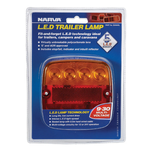 LED Trailer Light - Square, Classic 3 in 1 combo