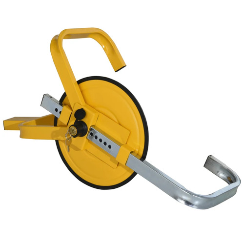 WHEEL CLAMP LOCK WITH PROTECTIVE DISC HEAVY DUTY FITS 13' TO 15" WHEEL KEYS INCLUDED
