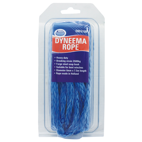 Winch Rope & Snap Hook - 6mm x 7.5m