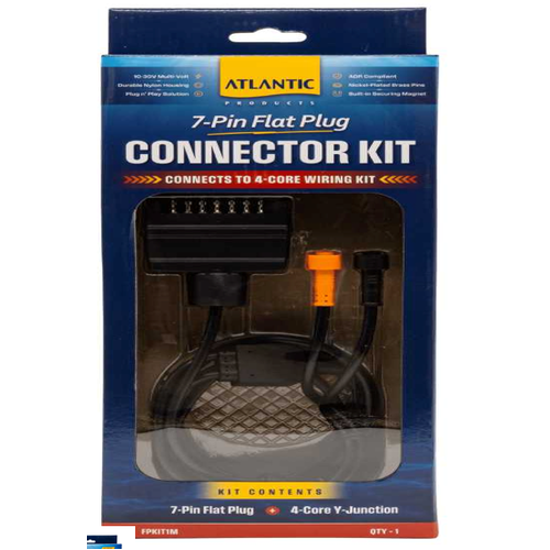 7-Pin Flat Plug Connector Kit | Connects to 4-Core Wiring Kit Via Y-Junction suits Telwater trailers