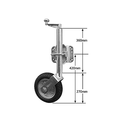 10" Swing Away Jockey Wheel - MANUTEC U Boltable (JW10C)