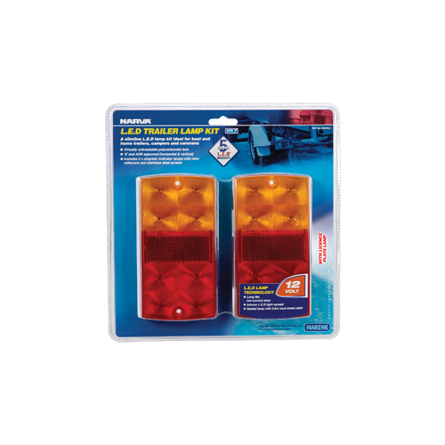 LED Trailer Lights PAIR - with Number Plate Lights (Narva 93640BL2)