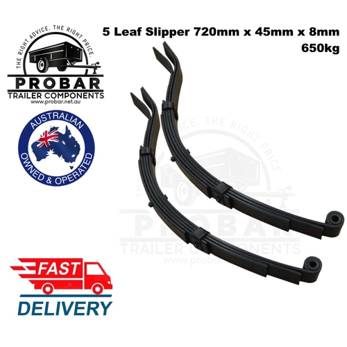 PAIR 5 Leaf Slipper x 720mm x 45mm x 8mm 650kg Black