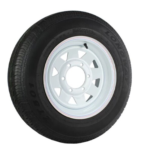TRAILER RIM & TYRE 15" LC6 235/75R15AT WHITE